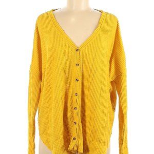 Out From Under Urban Outfitters Mustard Yellow V-Neck Button Up Cardigan Size M